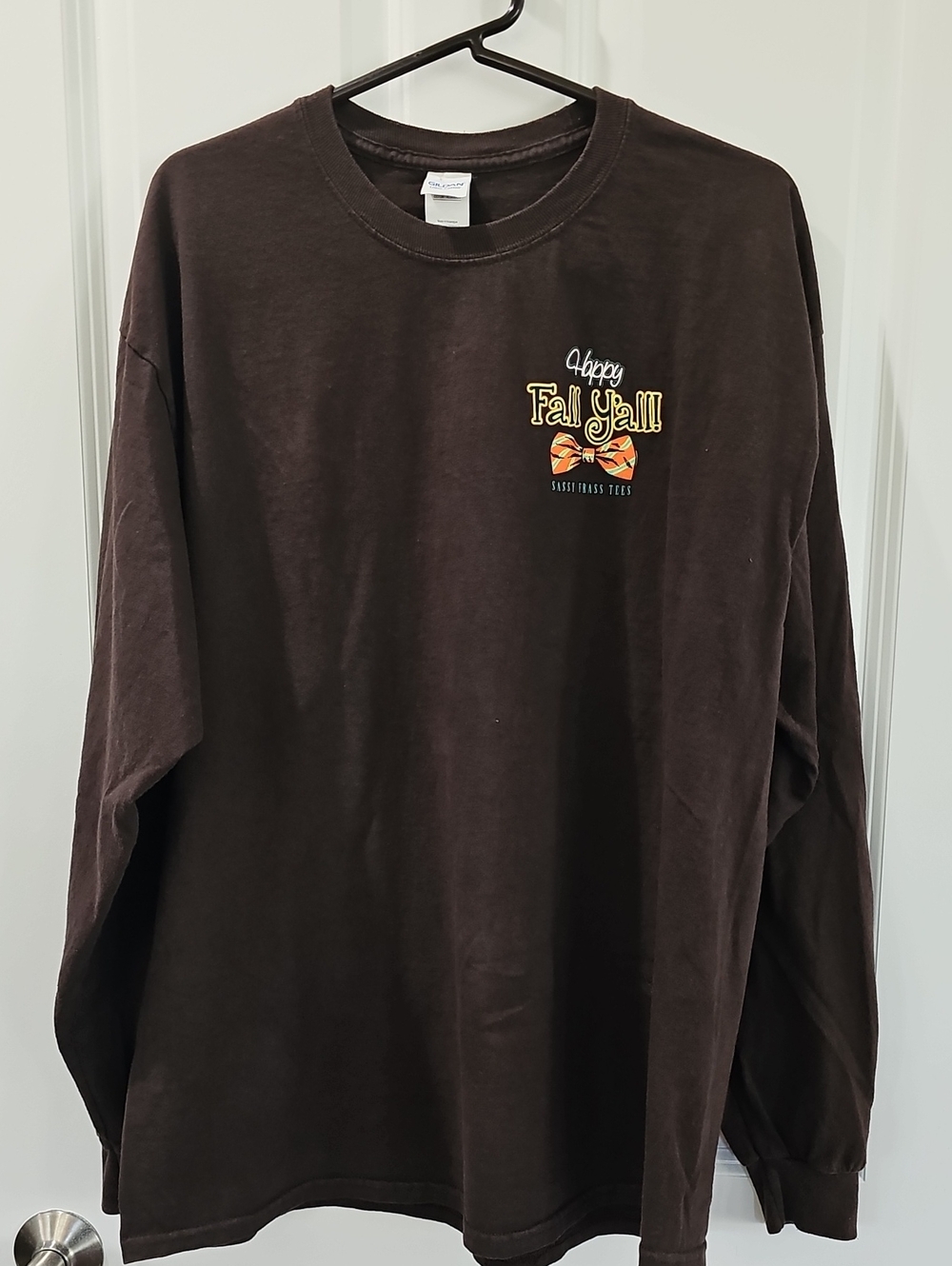 Gildan Brown Long-Sleeve 'Happy Fall Y'all' Graphic Tee